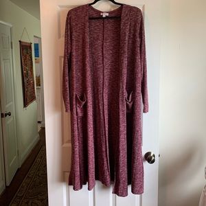 LulaRoe Sarah Cardigan, Heathered Purple, Size L